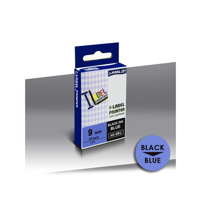 Taśma Casio XR-9BU1 BLACK on BLUE 24inks 9mm